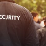 Gate guard security officer on public event